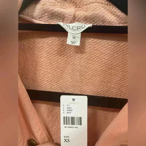 Pilcro Anthropologie Jacket Button Up Shirt Distressed Shacket Utility Peach XS - Picture 5 of 7